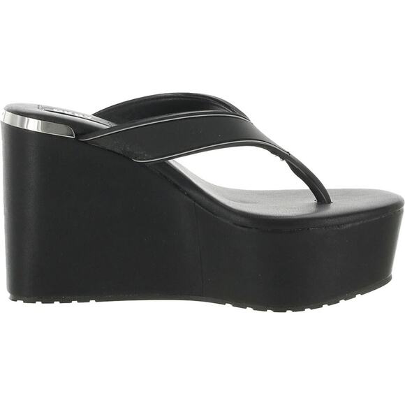 DKNY Women's Platform Comfort Logo Trina Round Toe Wedge Slip on, Black Size 6M - Picture 3 of 4